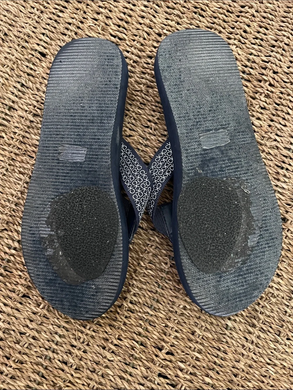 Calvin Klein Black Logo Thong Sandals